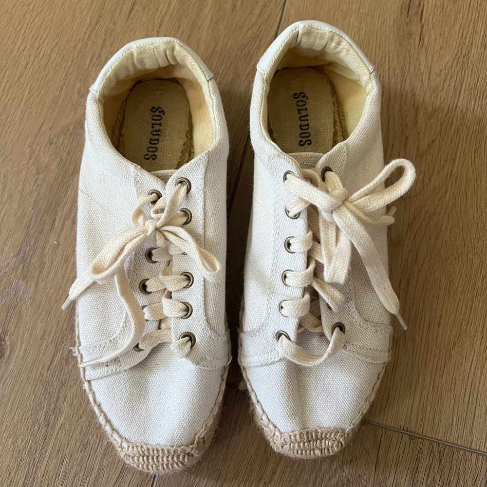 Soludos Cream Canvas Lace-Up Sneakers